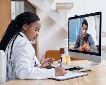 Doctor consultation with patient on screen 