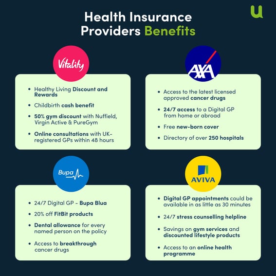 Health Insurer Benefits infographic - Usay Compare