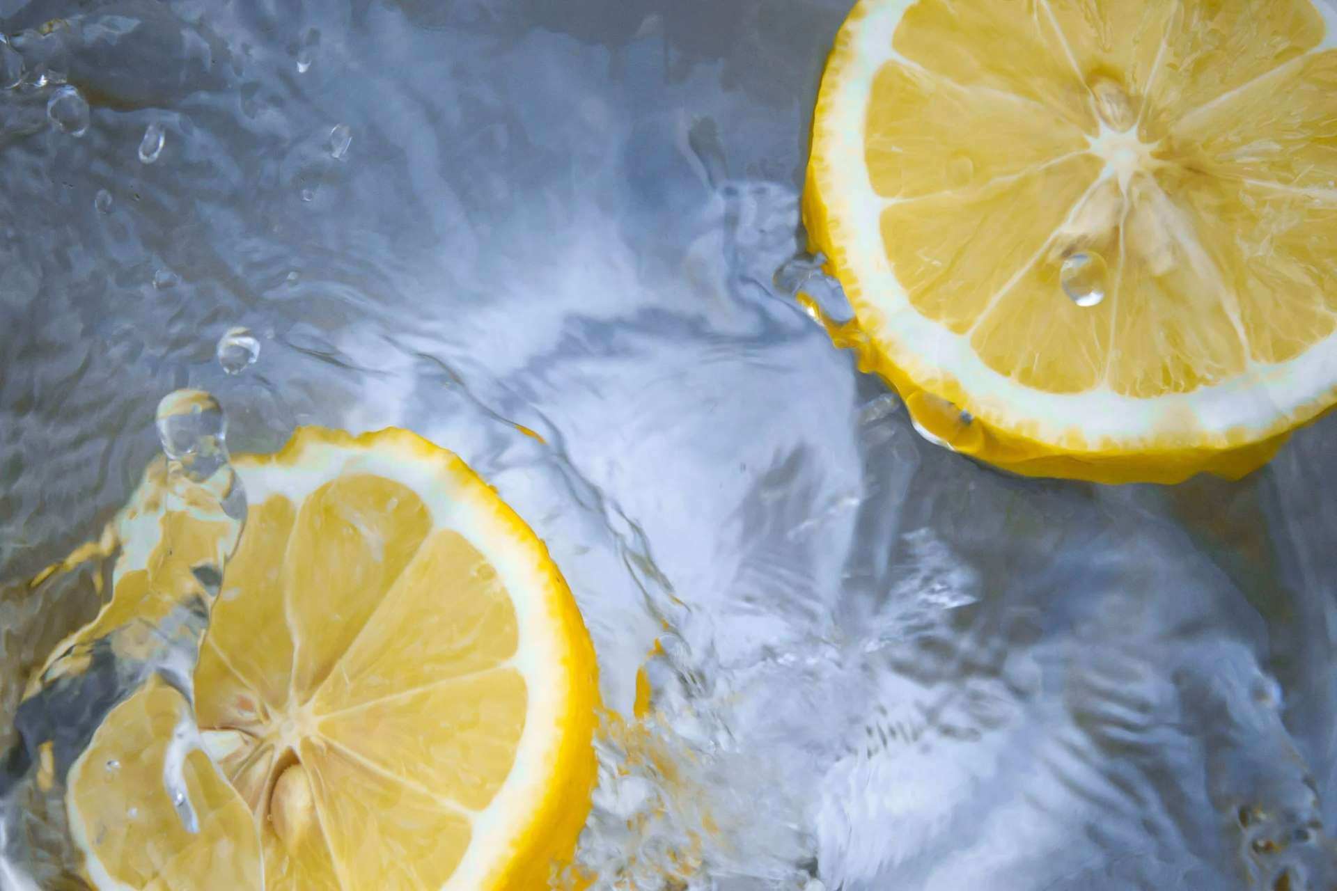 Lemon slices in the water