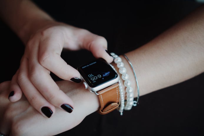 Woman using smart watch