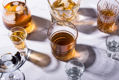 Various drinks on a table